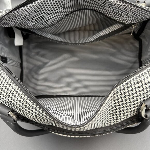 London Fog Oxford III 17" Cabin Bag Carry-On Travel Tote Black White Houndstooth - Picture 14 of 16